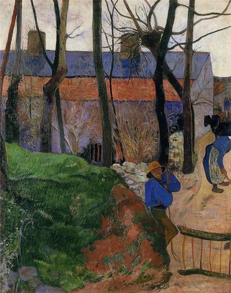 Houses in le Pouldu Painting by Paul Gauguin Reproduction Museum Quality