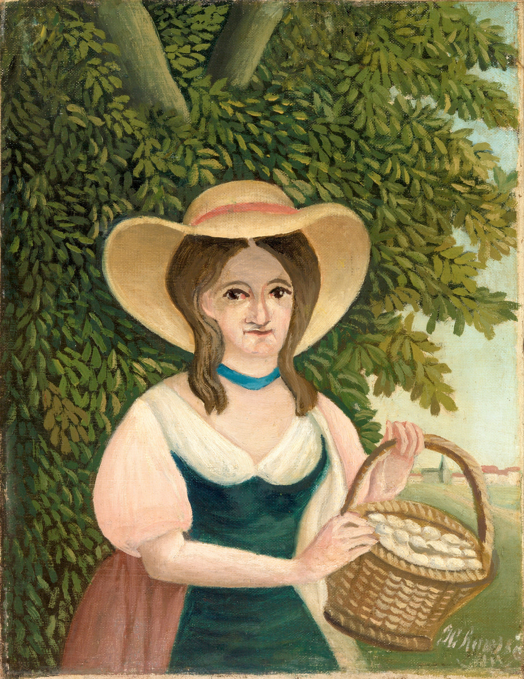 Woman with Basket of Eggs (La Femme au panier d'Å"ufs) Henri Rousseau Wall Art Gift Canvas Art Painting