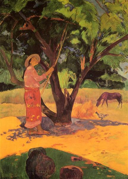 The lemon picker painting by Paul Gauguin Reproduction Art