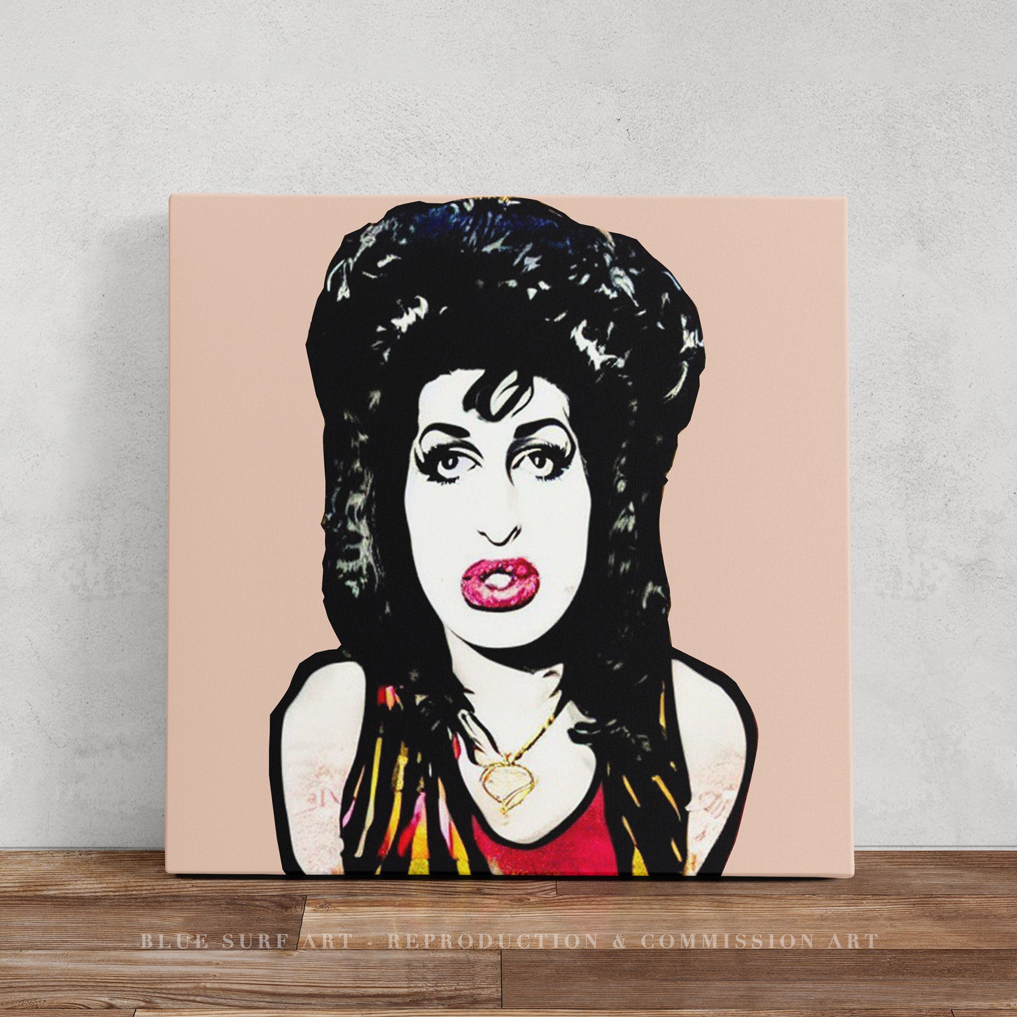 Amy Winehouse POP ART Wall Art Original Oil Painting on Canvas by Blue Surf Art