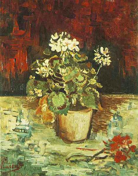 Geranium in a Flowerpot (1886) by Van Gogh — Paris Period Flower Painting