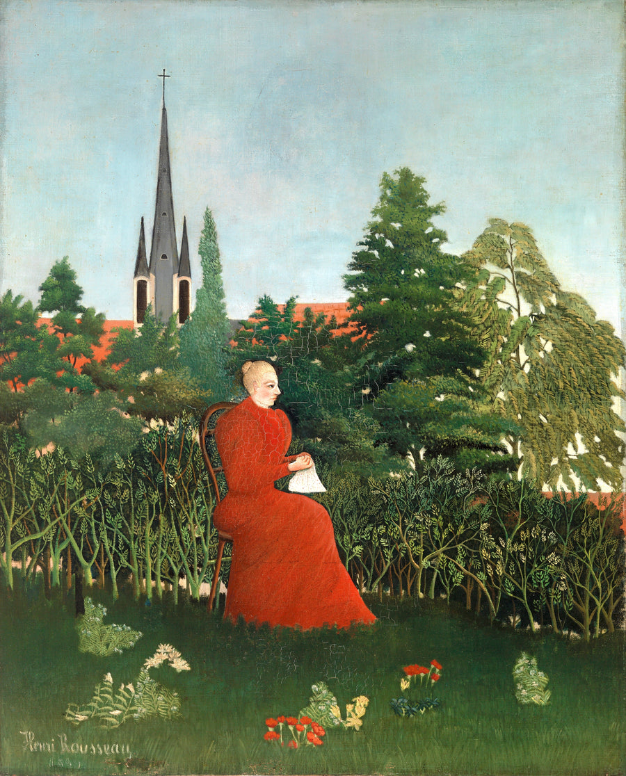 Portrait of a Woman in a Landscape (Portrait de femme dans un paysage) Henri Rousseau Wall Art Gift Canvas Art Painting