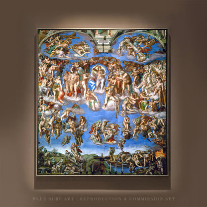 Michelangelo Buonarroti's The Last Judgment (1536-1541) Hand Painted Masterpiece Reproduction Oil Paint on Canvas Customisable Canvas Sizes