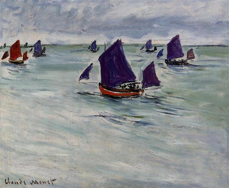 Fishing Boats off Pourville Claude Monet Reproduction Oil on Canvas