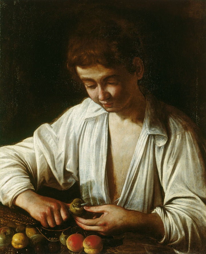 Boy Peeling Fruit Painting by Caravaggio