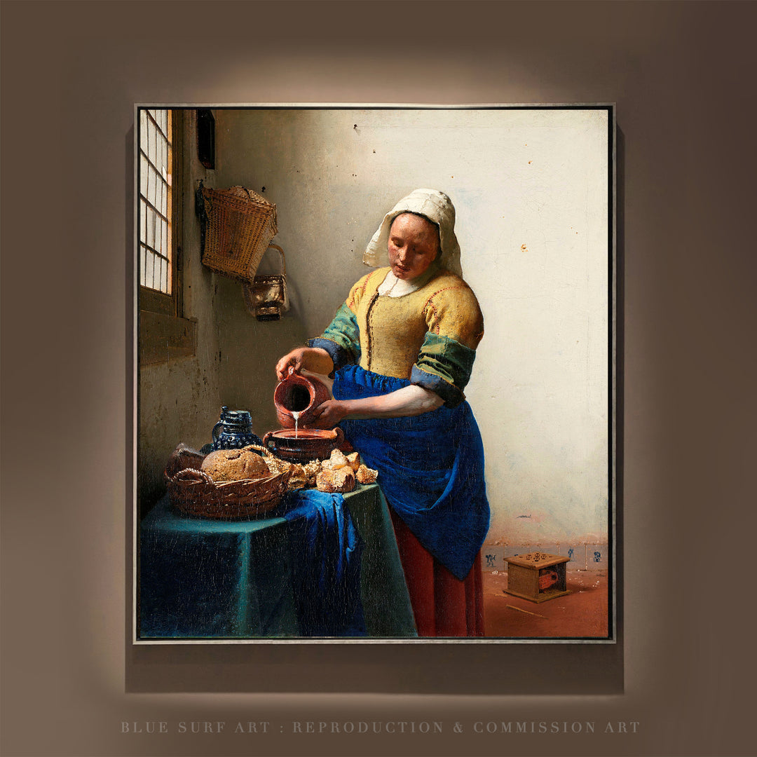 The Milkmaid by Johannes Vermeer Reproduction Painting by Blue Surf Art