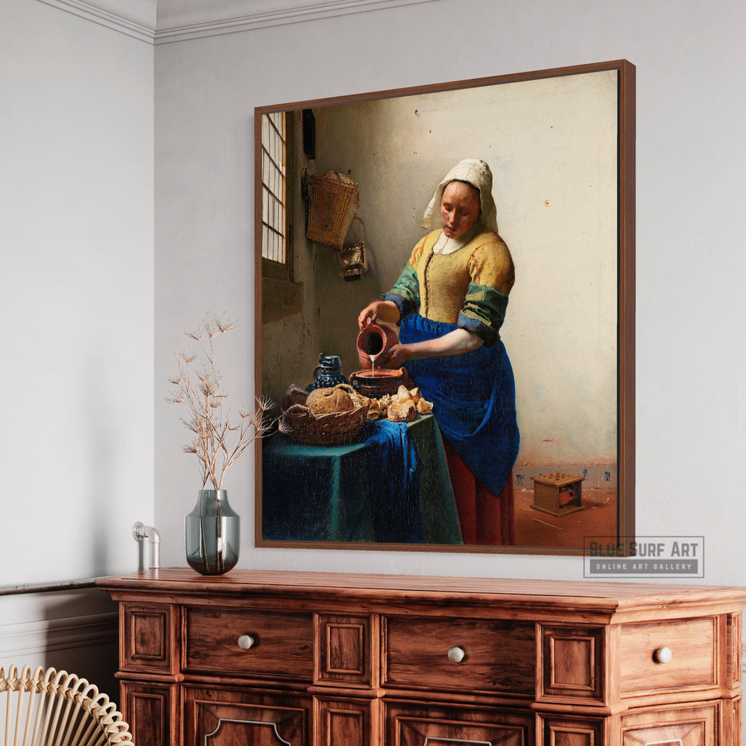 The Milkmaid by Johannes Vermeer Reproduction Painting by Blue Surf Art