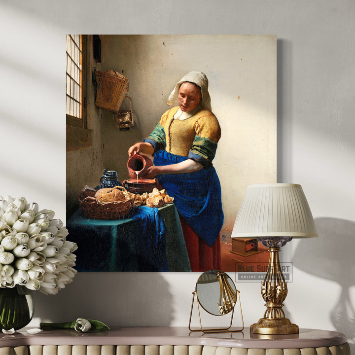 The Milkmaid by Johannes Vermeer Reproduction Painting by Blue Surf Art