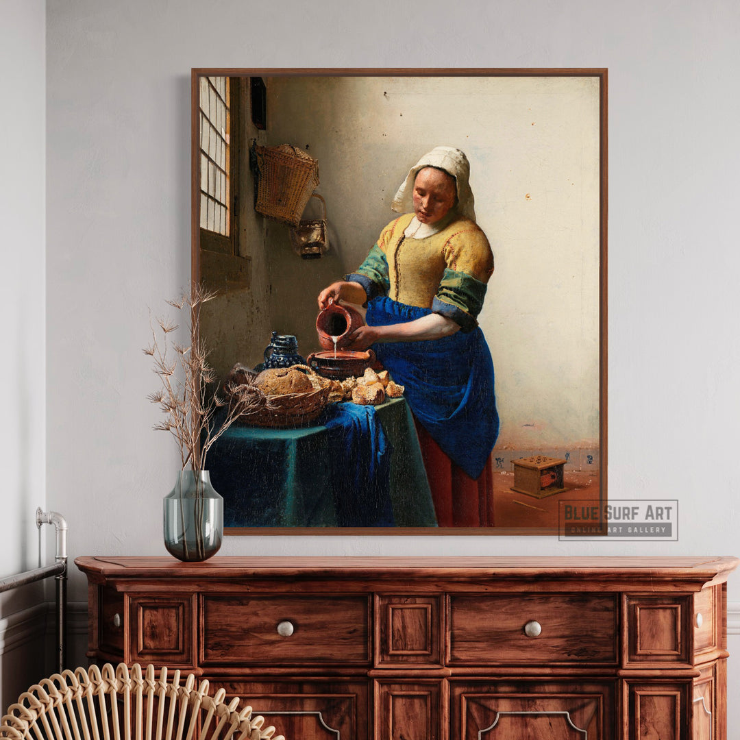 The Milkmaid by Johannes Vermeer Reproduction Painting by Blue Surf Art