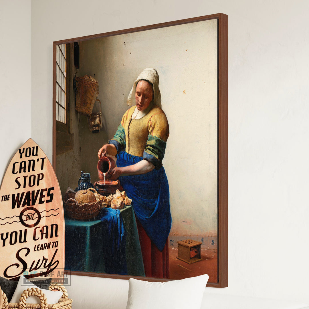 The Milkmaid by Johannes Vermeer Reproduction Painting by Blue Surf Art