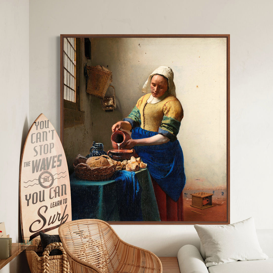 The Milkmaid by Johannes Vermeer Reproduction Painting by Blue Surf Art