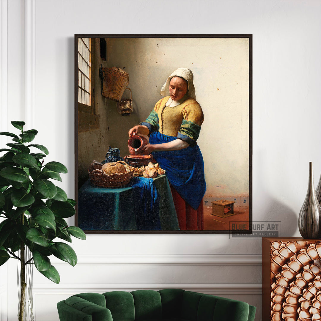 The Milkmaid by Johannes Vermeer Reproduction Painting by Blue Surf Art