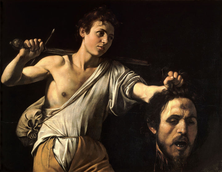 David Holding the Head of Goliath Painting by Caravaggio