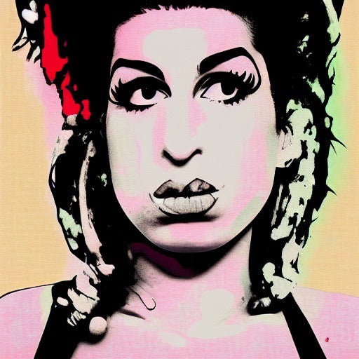 Amy Winehouse POP ART Wall Art Original Oil Painting on Canvas by Blue Surf Art