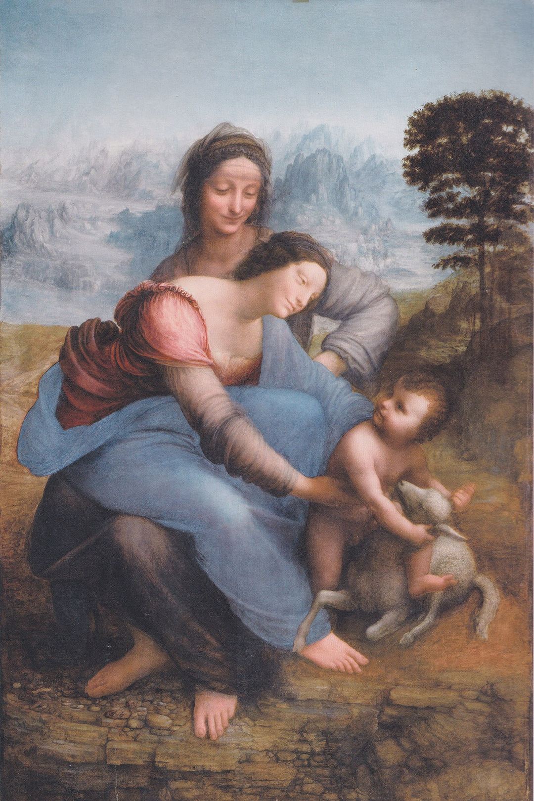 The Virgin and Child with Saint Anne (Leonardo) Leonardo da Vinci. Reproduction by Blue Surf Art