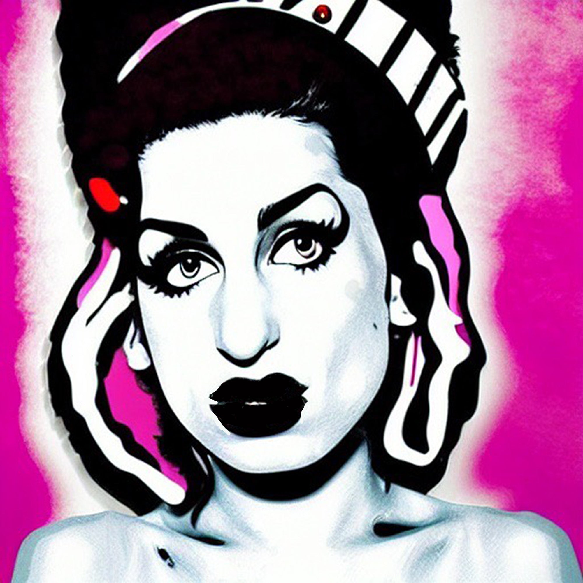 Amy Winehouse POP ART Wall Art Original Oil Painting on Canvas by Blue Surf Art