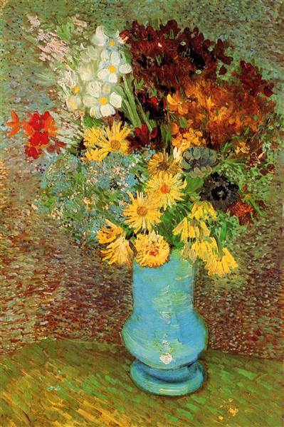 Famous painting of a vase with flowers by Vincent van Gogh. Vase with Daisies and Anemones (1887) by Van Gogh — Paris Floral Still Life
