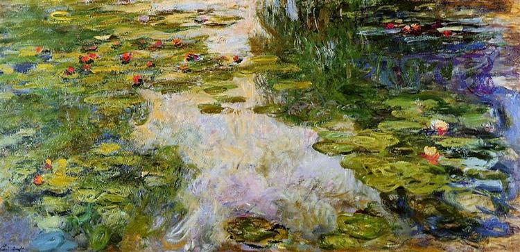 Water Lilies, Sunlit Reflections by Claude Monet | Monet Reproduction
