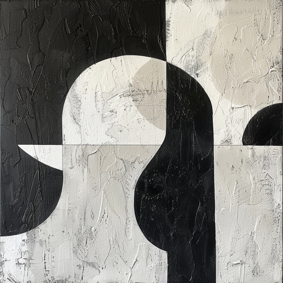 Black & White Abstract Wall Art Textured Large Abstract Canvas Painting