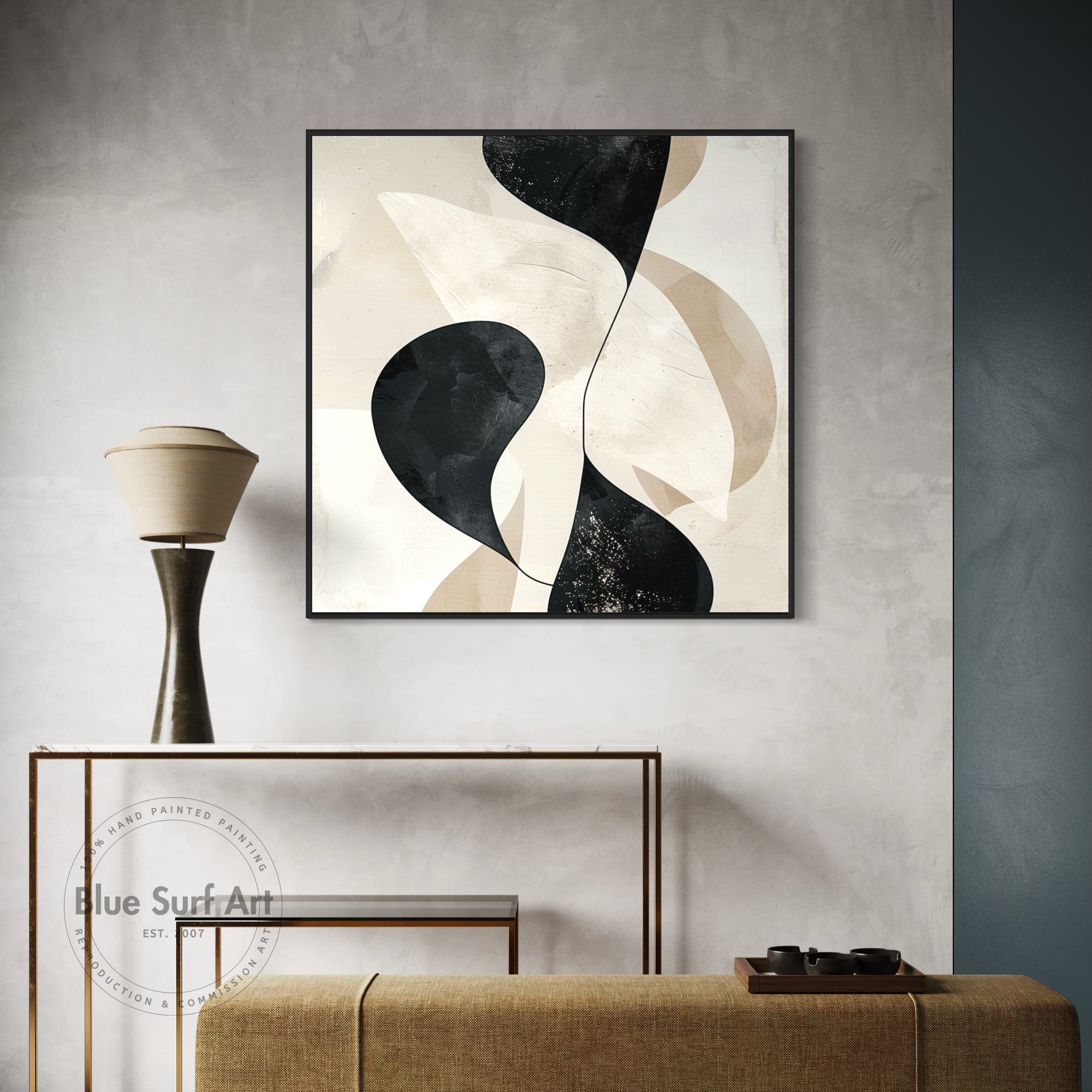 Beige & White Abstract Wall Art Textured Large Abstract Canvas Painting