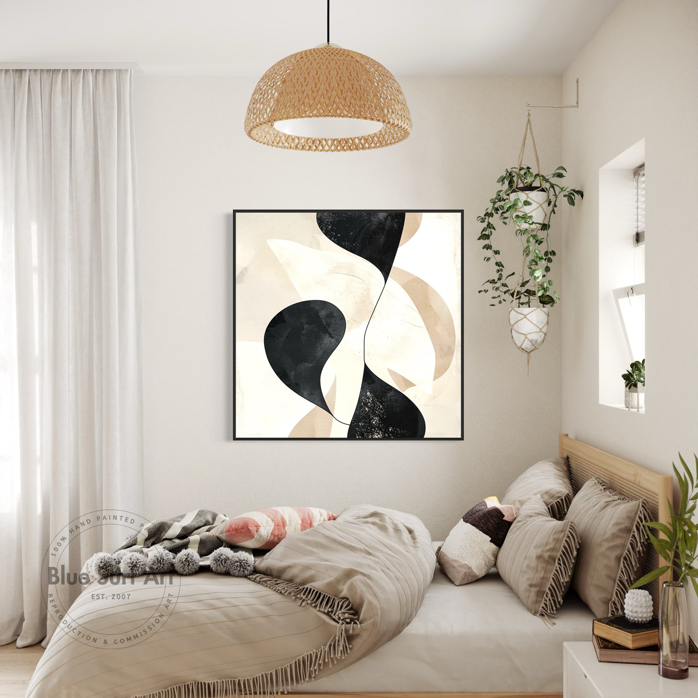 Beige & White Abstract Wall Art Textured Large Abstract Canvas Painting