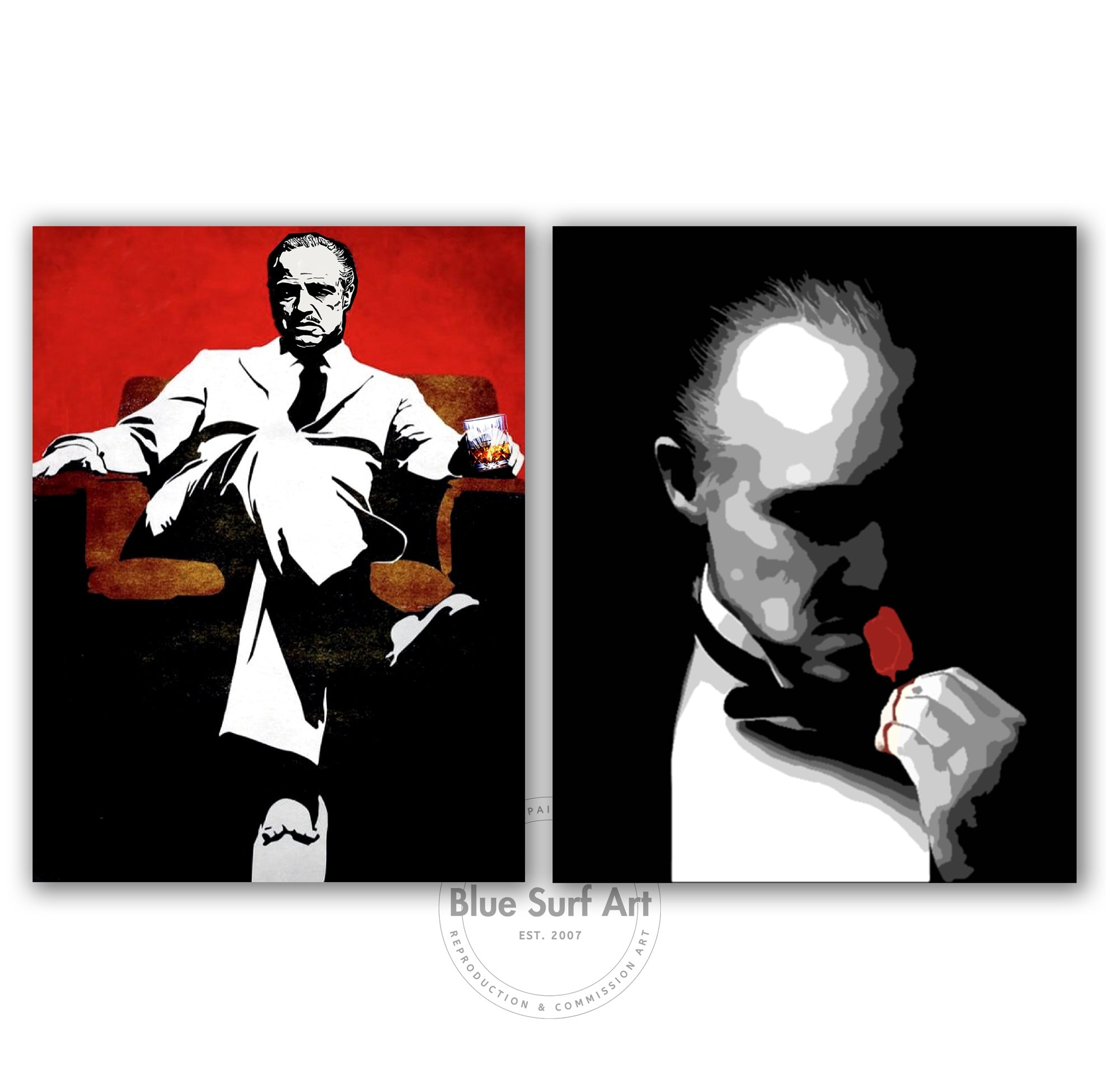 The Godfather Canvas Set (2 Pieces) | Hand-Painted Mafia Wall Art Duo