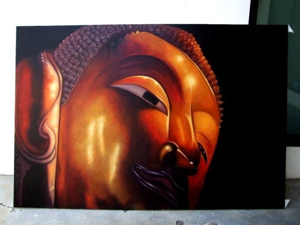 Reclining Buddha Oil Painting Handmade Artwork Buddha Wall Art