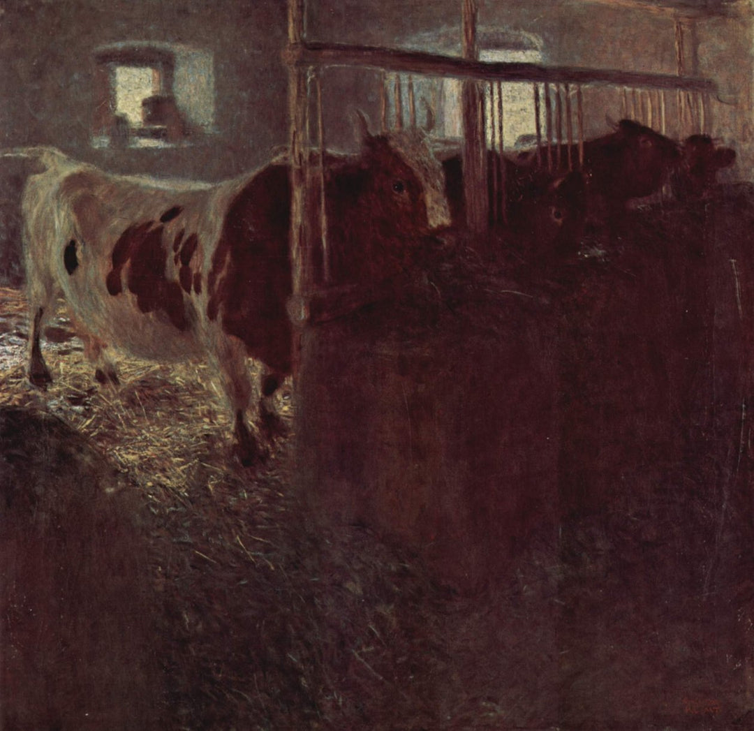 Cows in a Stall painting by Gustav Klimt