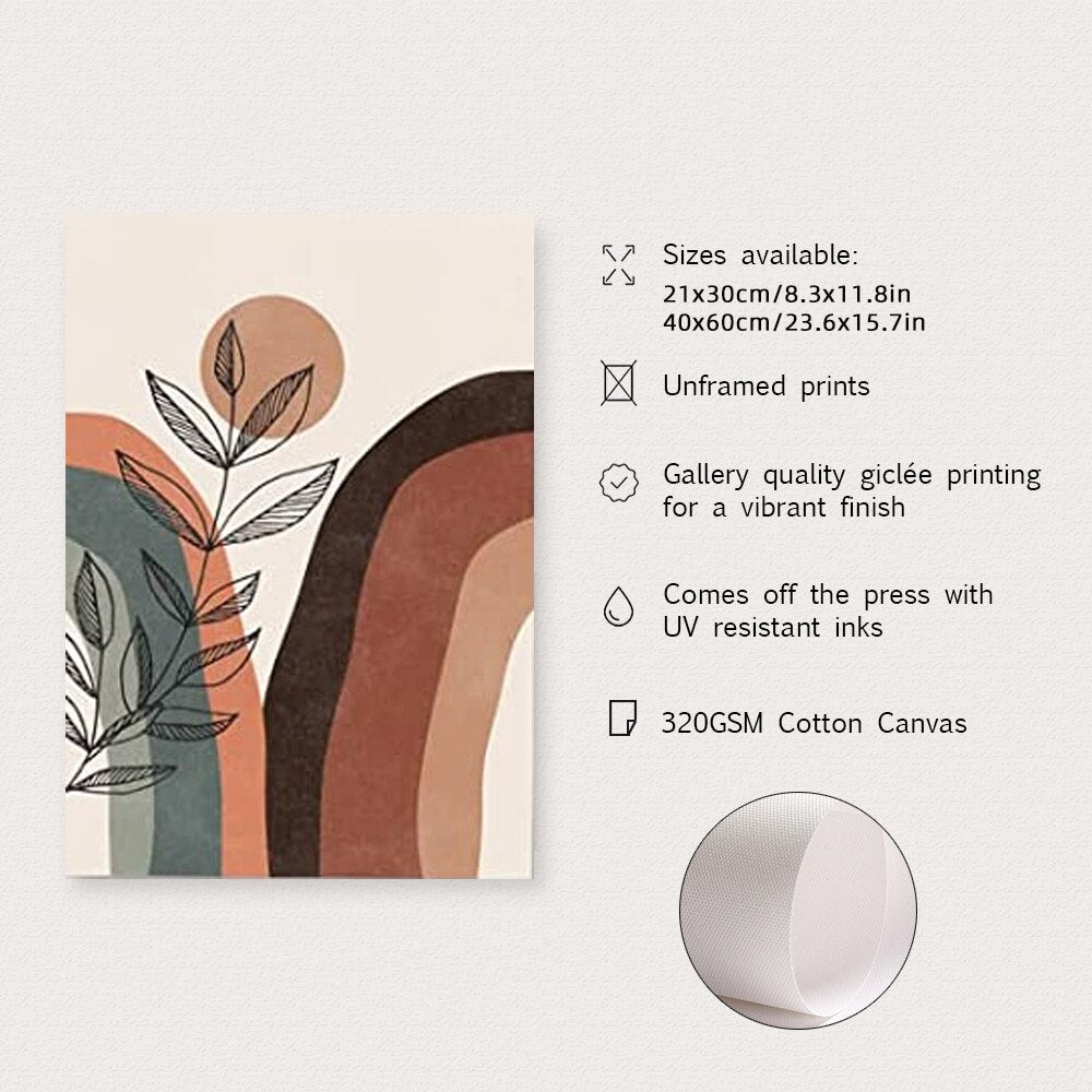 A Set of Abstract Painting Nordic Art Print 3 Pieces Green Brown Beige Color Art