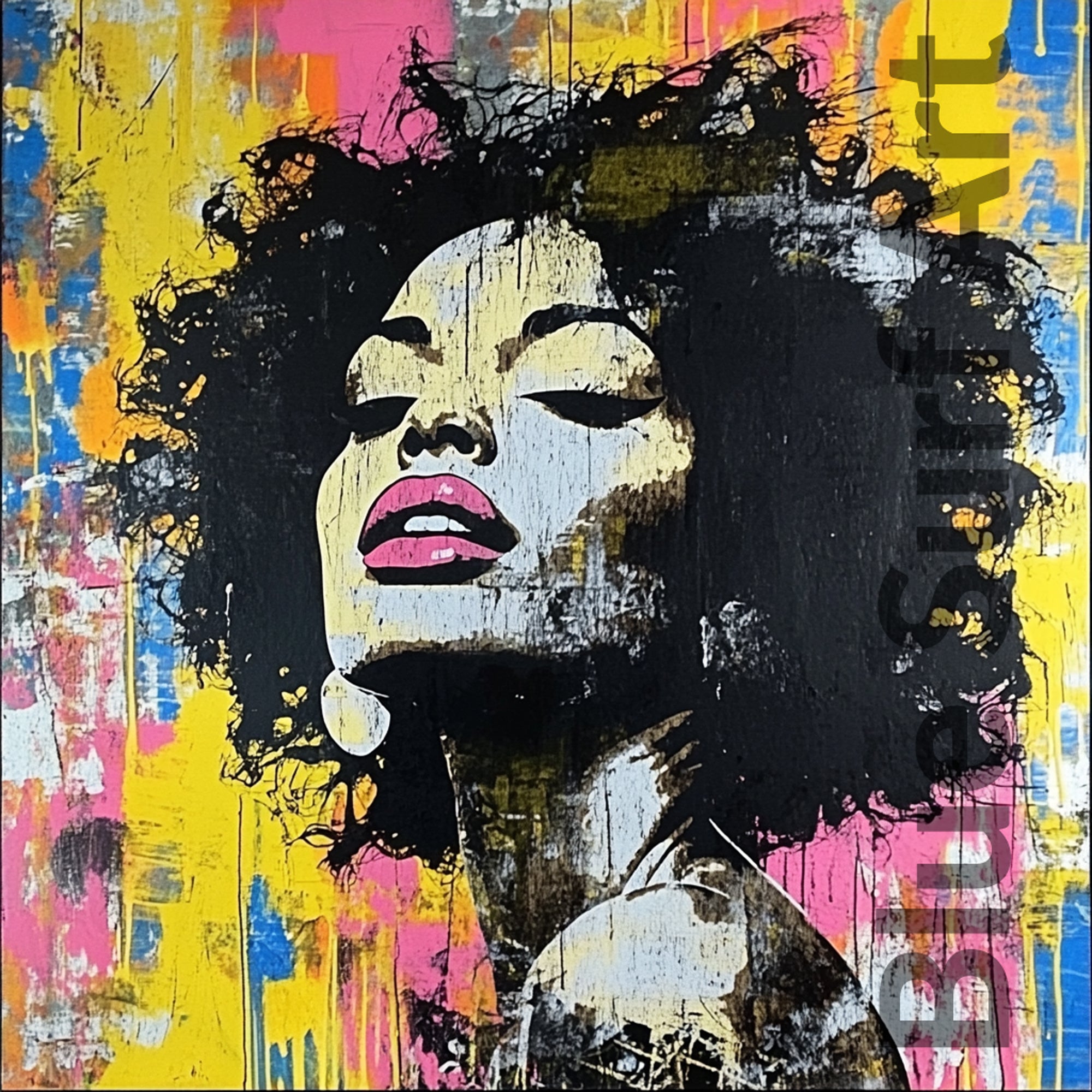 Artistic portrait of a woman with colorful abstract background