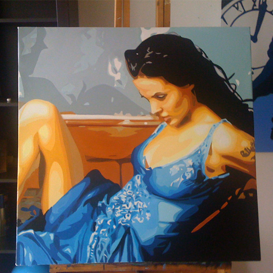 Angelina Jolie Oil Painting on Canvas by Blue Surf Art