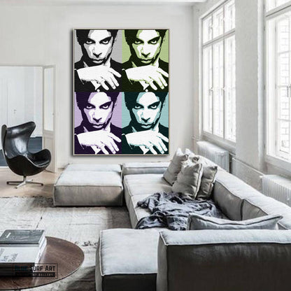 Prince Rogers Nelson Wall Art Prince Hand Painted Pop Art Painting Pop Art Canvas by Blue Surf Art