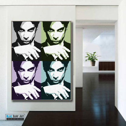 Prince Rogers Nelson Wall Art Prince Hand Painted Pop Art Painting Pop Art Canvas by Blue Surf Art