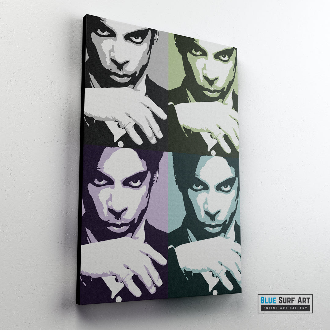 Prince Rogers Nelson Wall Art Prince Hand Painted Pop Art Painting Pop Art Canvas by Blue Surf Art