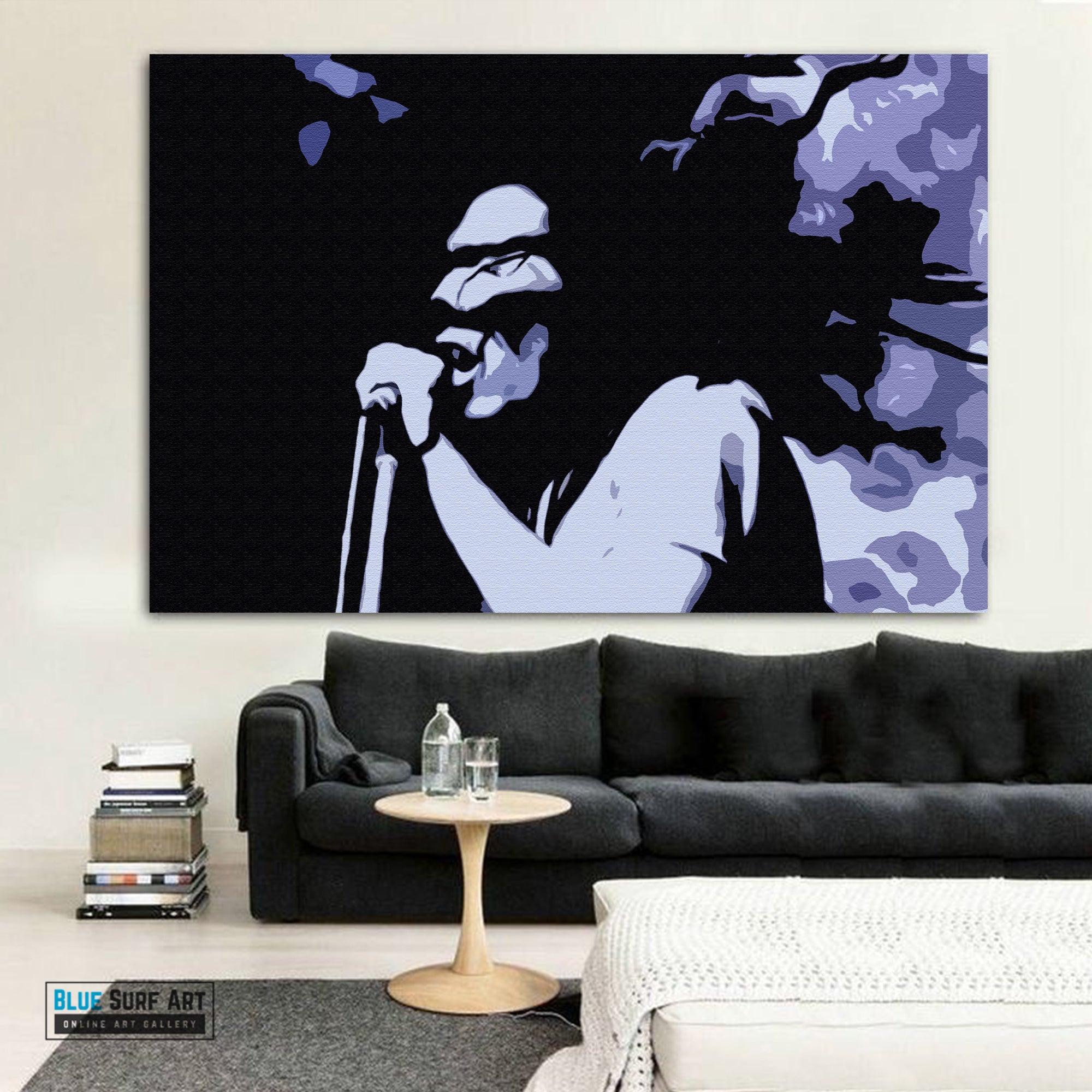 Bob Marley Wall Art Pop Art Original Oil on Canvas Hand Painted Art. Blue Surf Art