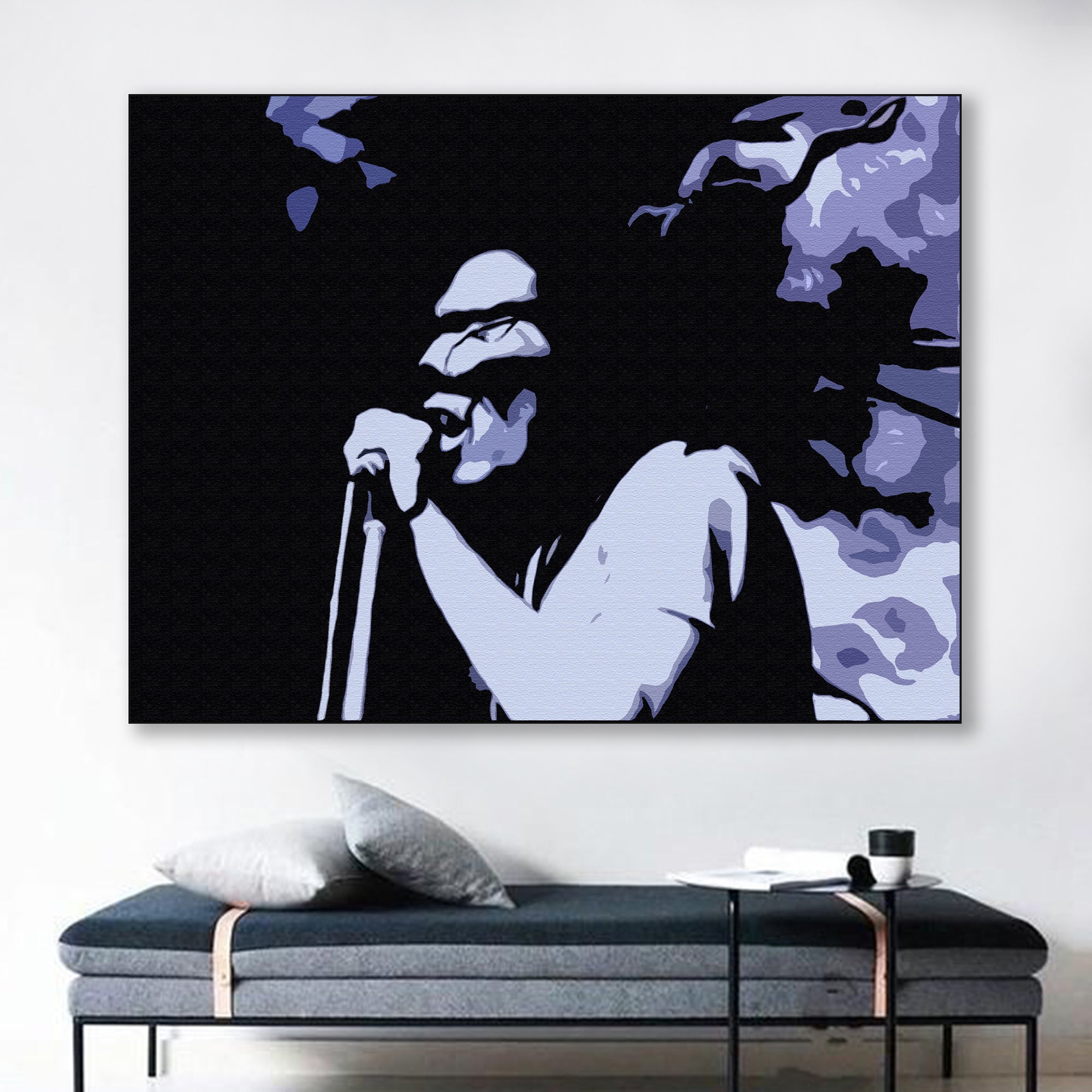 Bob Marley Wall Art Pop Art Original Oil on Canvas Hand Painted Art. Blue Surf Art