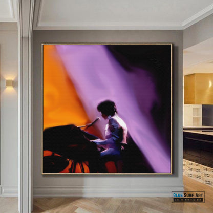 Prince Rogers Nelson Wall Art Prince on Stage Play the Piano Painting. Prince Rogers Nelson Pop Art Painting, Prince Fans Art Blue Surf Art