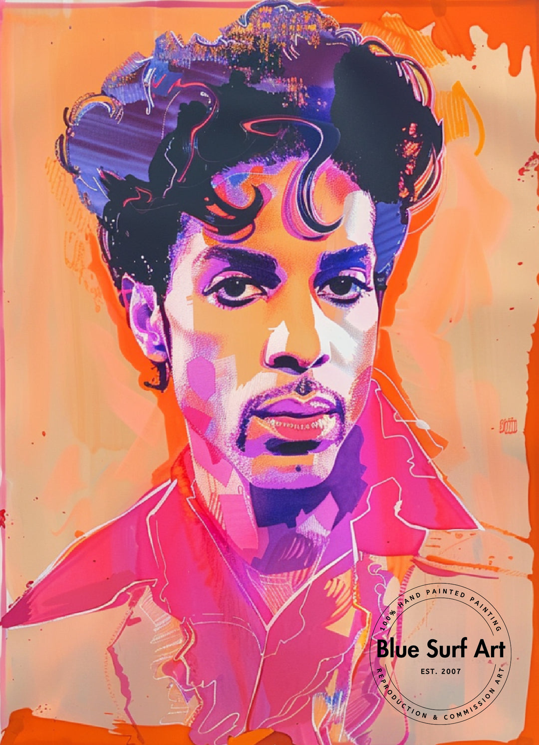 Prince Rogers Nelson Wall Art Portrait Pop Art Original Oil on Canvas