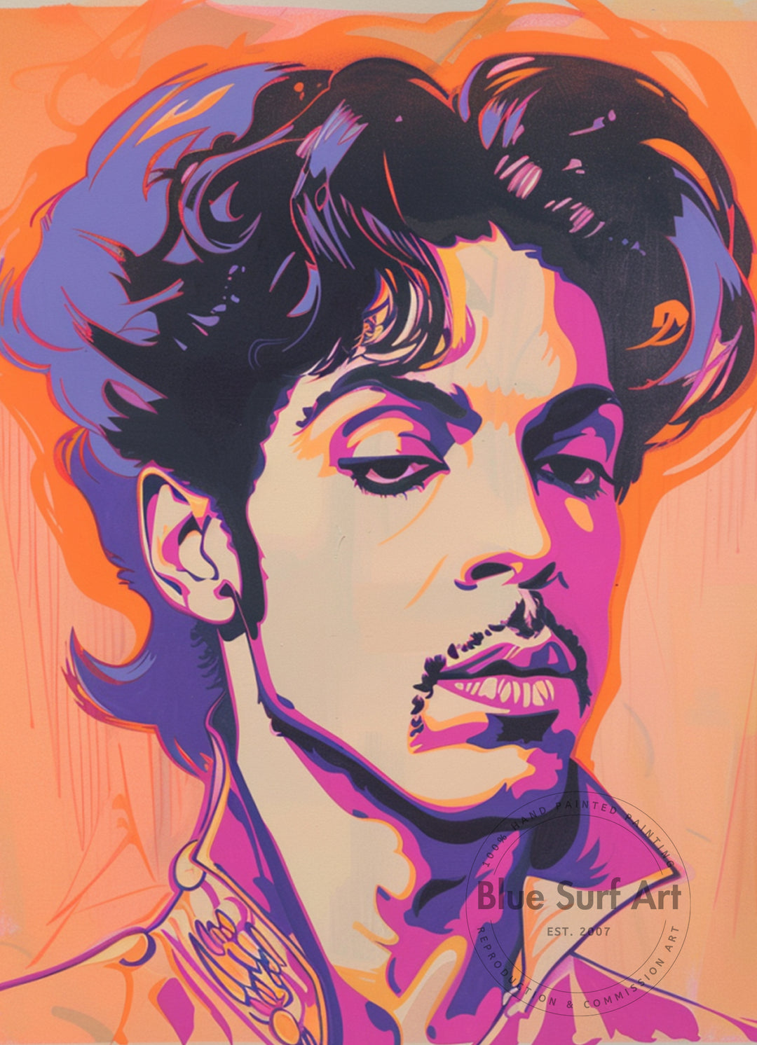 Prince Rogers Nelson Wall Art Portrait Pop Art Original Oil on Canvas