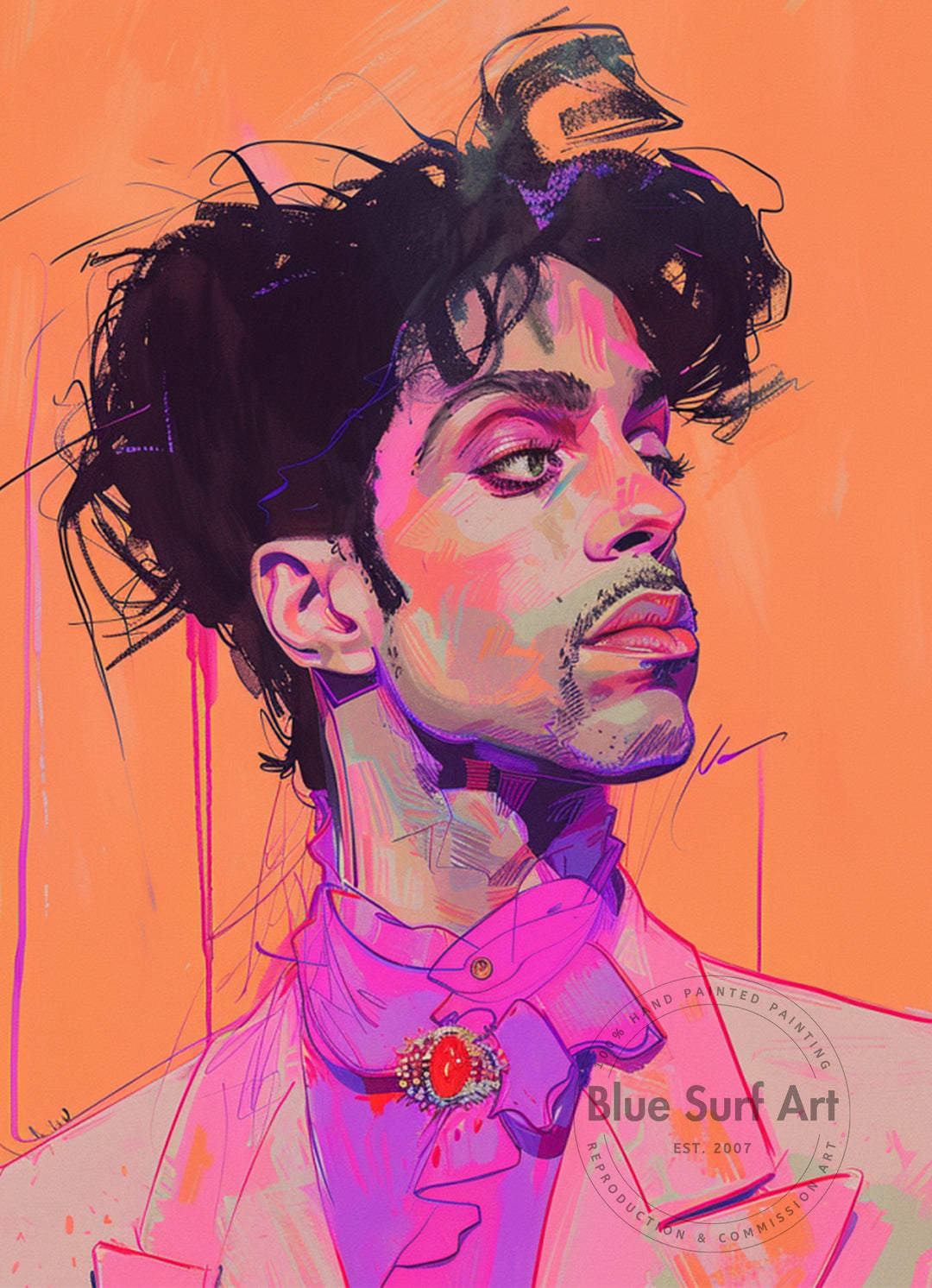 Prince Rogers Nelson Wall Art Portrait Pop Art Original Oil on Canvas