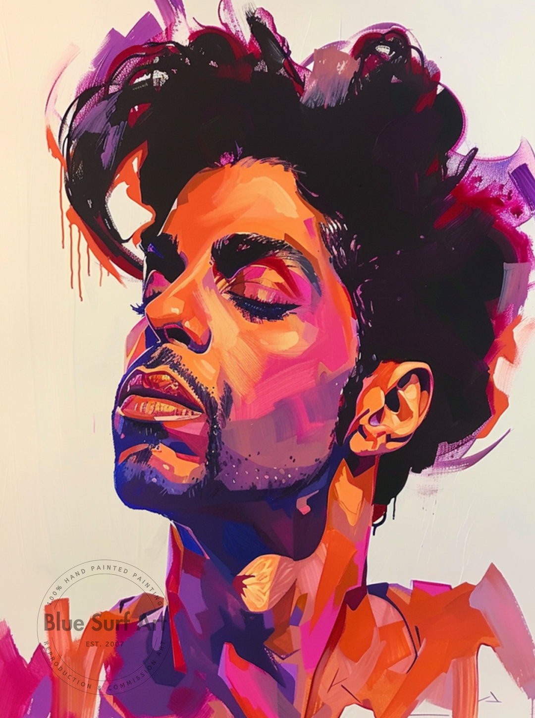 Prince Rogers Nelson Wall Art Portrait Pop Art Original Oil on Canvas