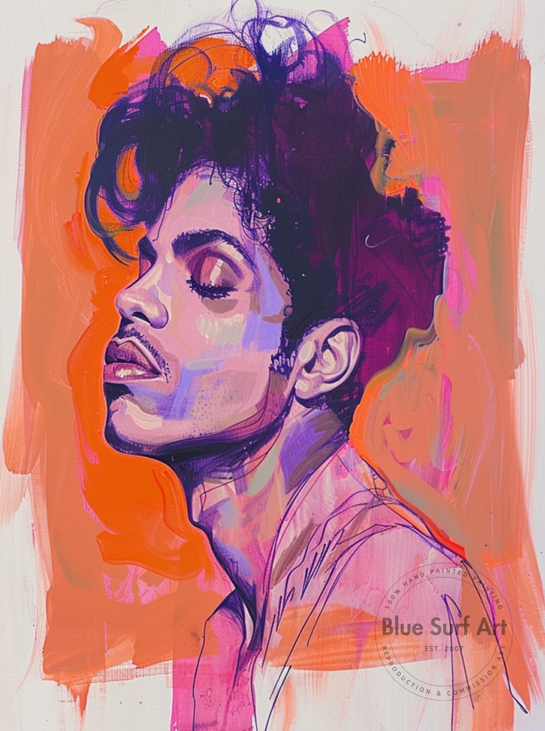 Prince Rogers Nelson Wall Art Portrait Pop Art Original Oil on Canvas