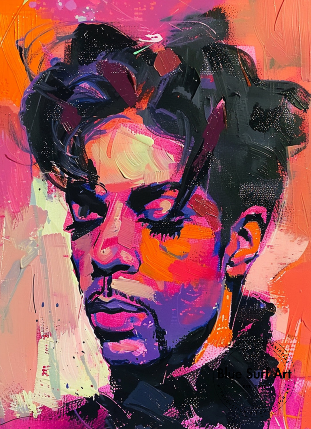 Prince Rogers Nelson Wall Art Portrait Pop Art Original Oil on Canvas