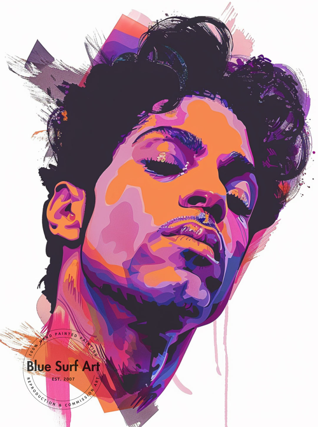 Prince Rogers Nelson Wall Art Portrait Pop Art Original Oil on Canvas