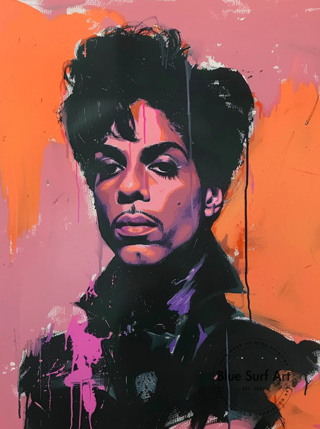 Prince Rogers Nelson Wall Art Portrait Pop Art Original Oil on Canvas