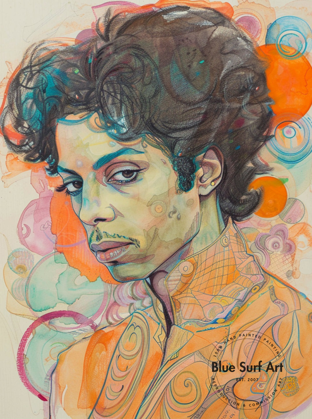 Prince Rogers Nelson Wall Art Portrait Pop Art Original Oil on Canvas