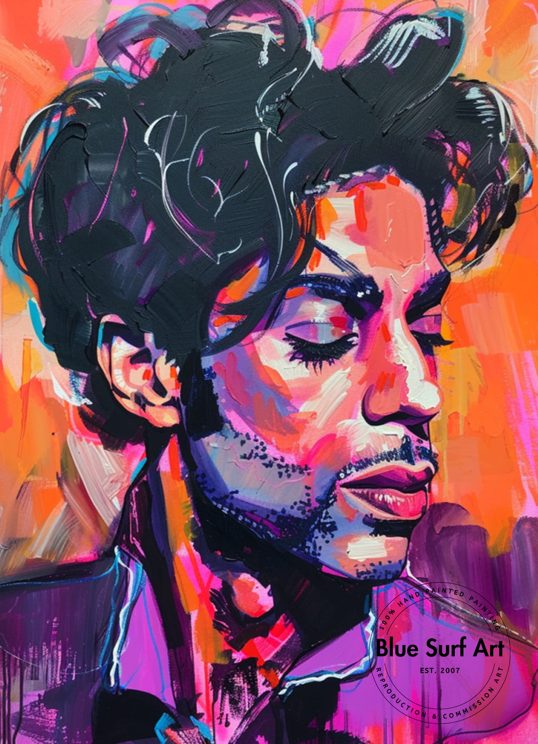 Prince Rogers Nelson Wall Art Portrait Pop Art Original Oil on Canvas