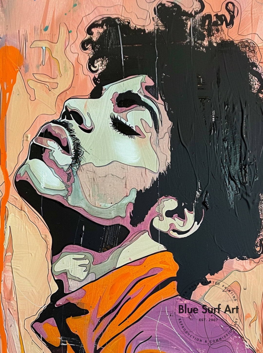 Prince Rogers Nelson Wall Art Portrait Pop Art Original Oil on Canvas