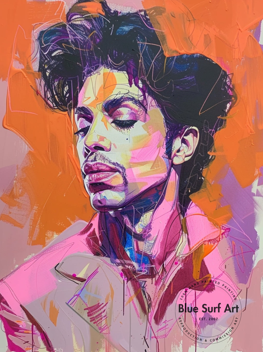 Prince Rogers Nelson Wall Art Portrait Pop Art Original Oil on Canvas