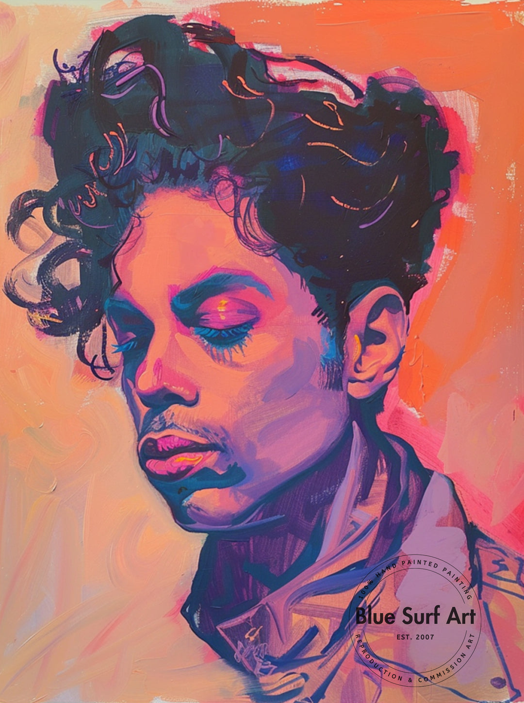 Prince Rogers Nelson Wall Art Portrait Pop Art Original Oil on Canvas